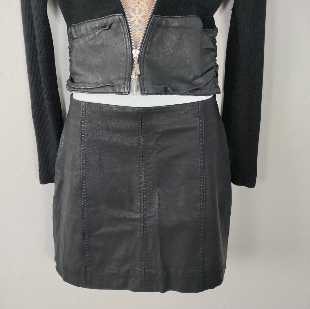 Free People Black Mini Skirt Faux Leather X Small